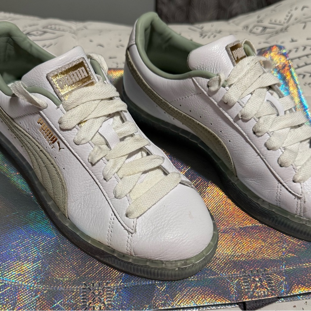 Puma White Sneakers with Transparent Soles